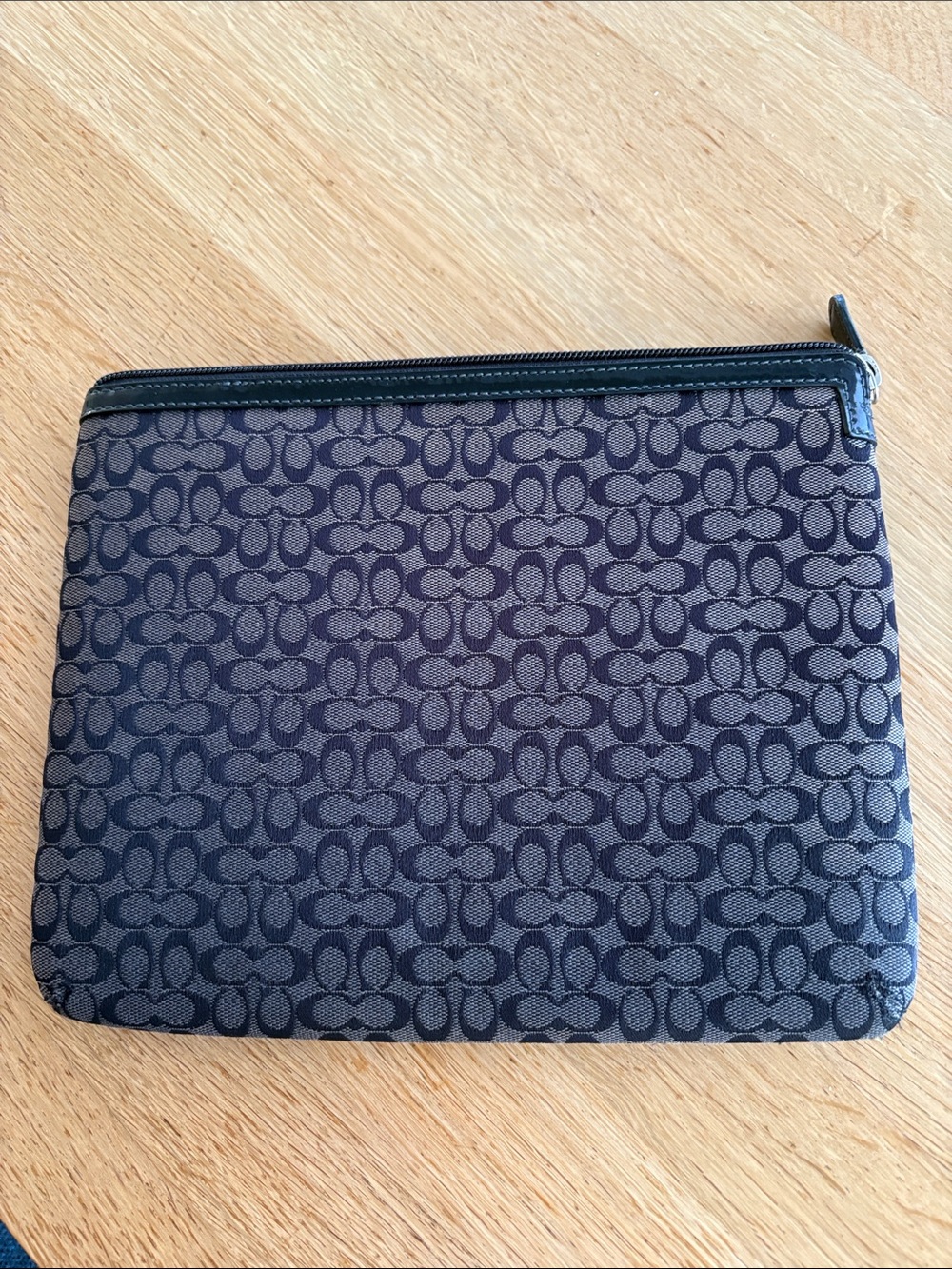 Coach Signature Canvas Zip Pouch in gray and Black